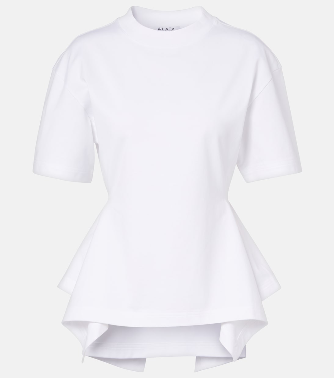 Asymmetric cotton poplin peplum T-shirt | Alaïa