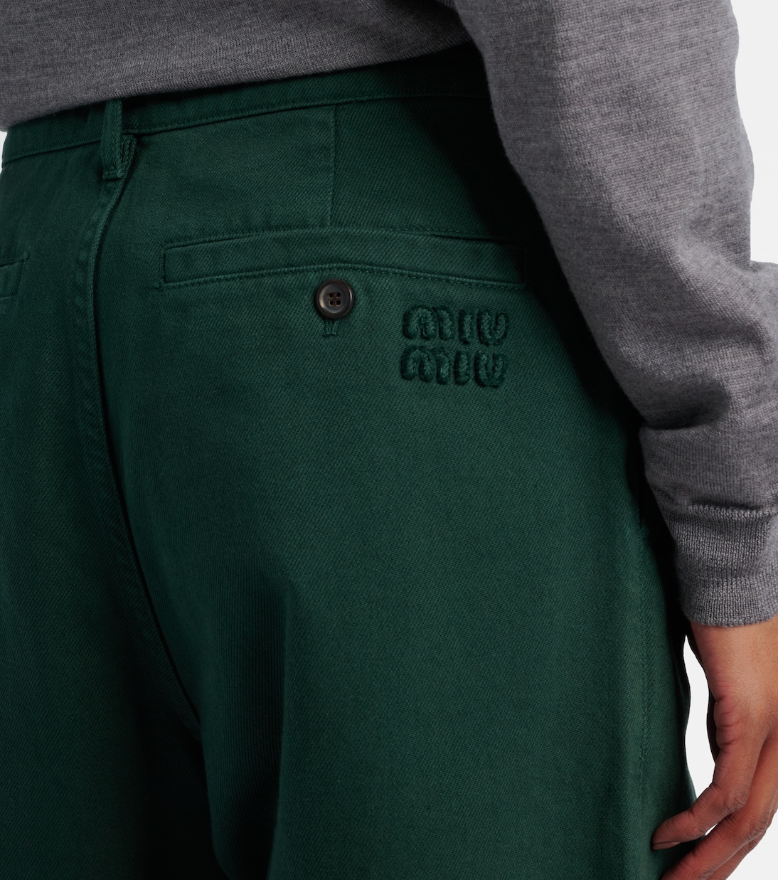 Cotton gabardine straight pants | Miu Miu