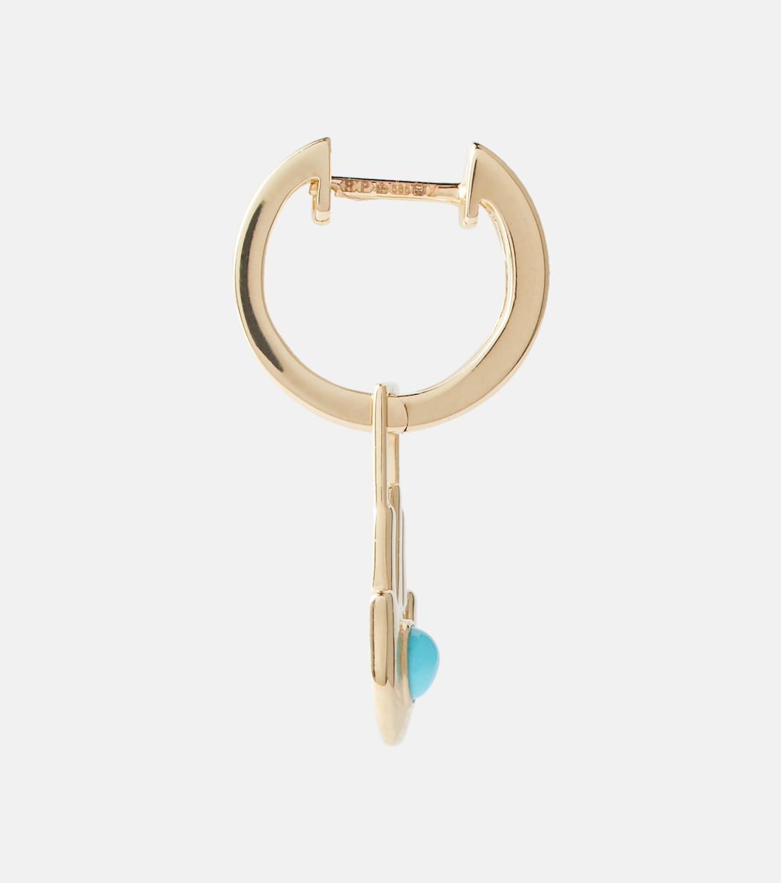 Orb Midi 14kt gold single hoop earring and Hamsa Hand Earwish with turquoise | Robinson Pelham