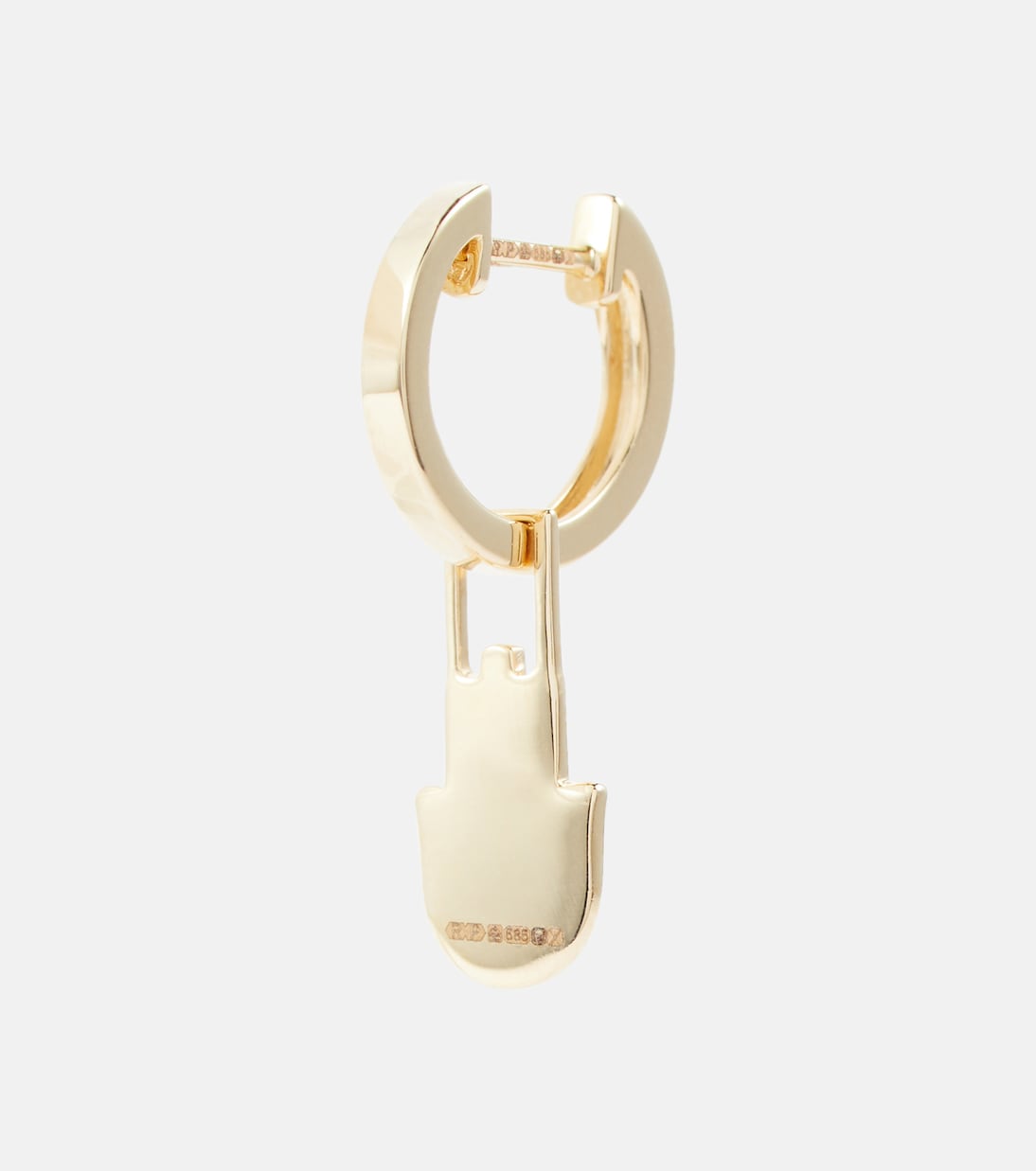 Orb Midi 14kt gold single hoop earring and Hamsa Hand Earwish with turquoise | Robinson Pelham