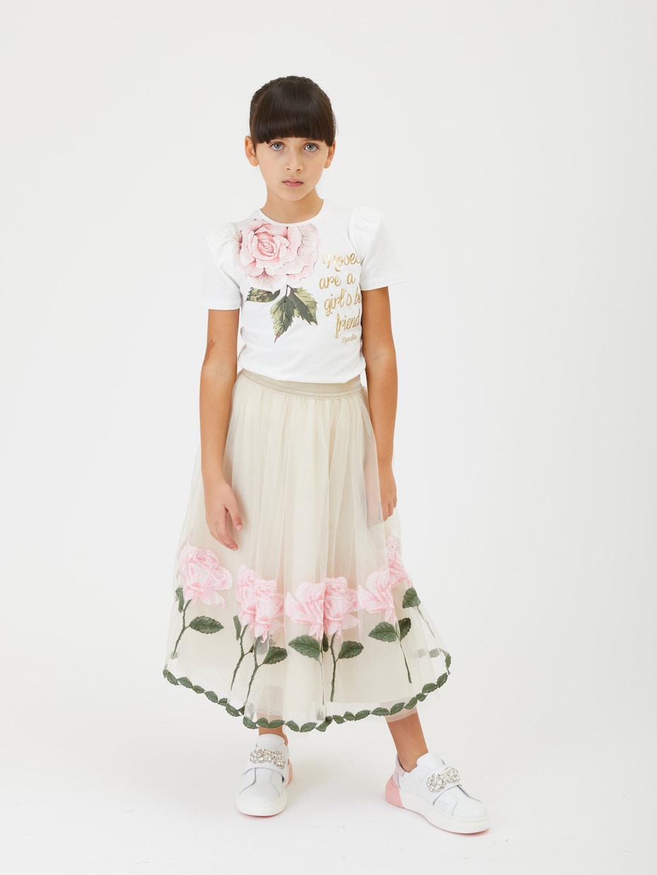 Gonna in tulle con ricamo | Monnalisa