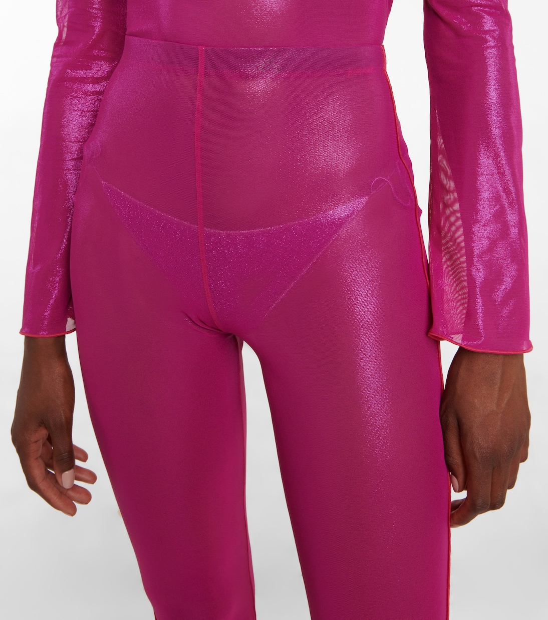 Legging évasé à taille haute en lamé | Oséree