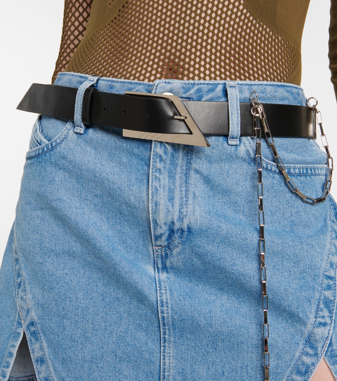 Chain leather belt in black - The Attico | Mytheresa
