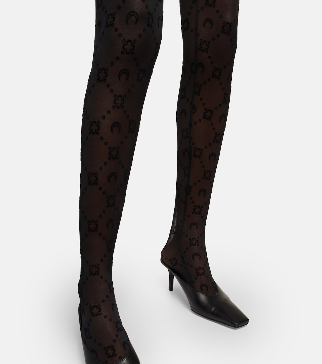Moonogram flocked mesh tights | Marine Serre