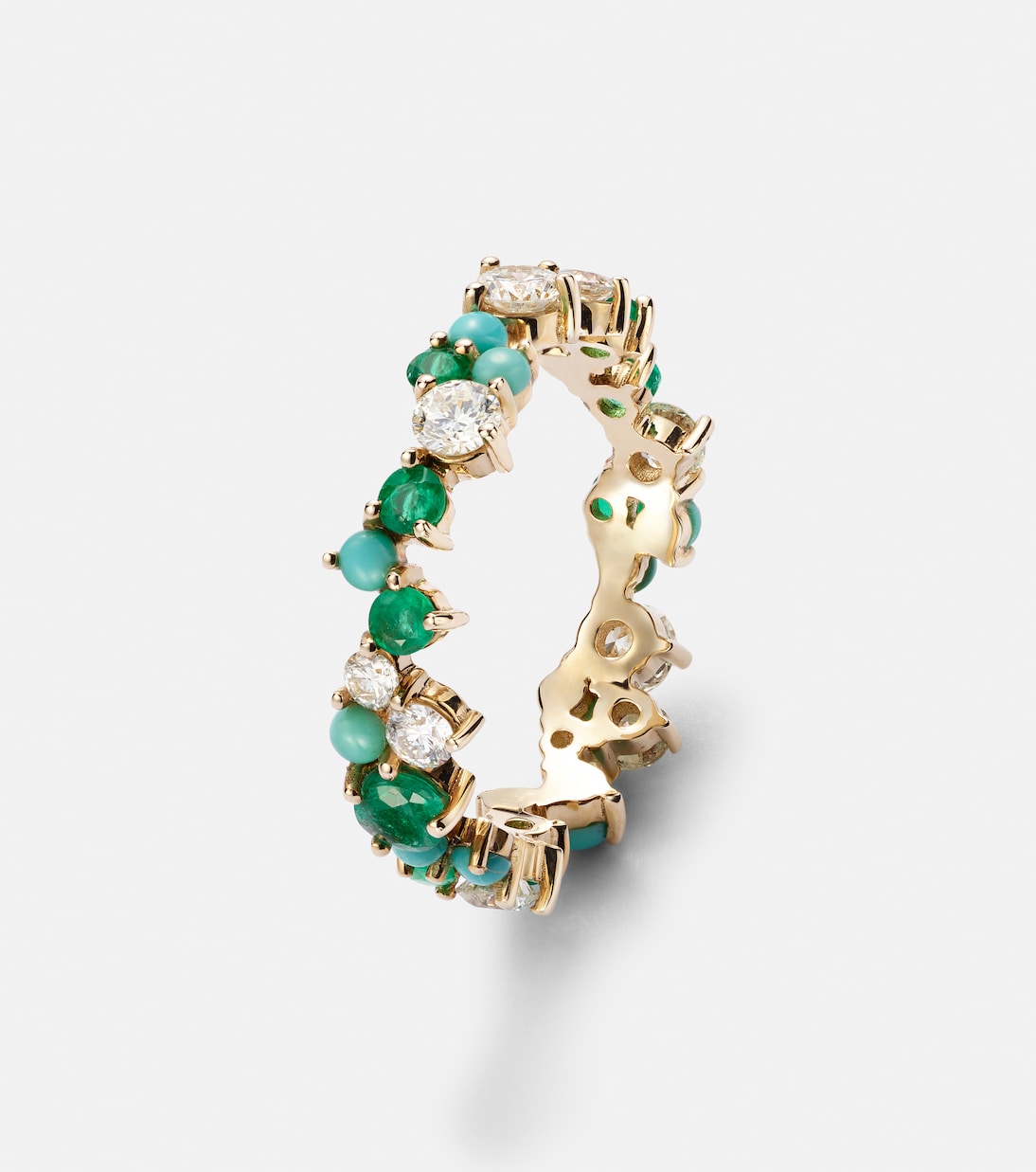 Bague en or 14 ct, diamants et émeraudes | Sydney Evan