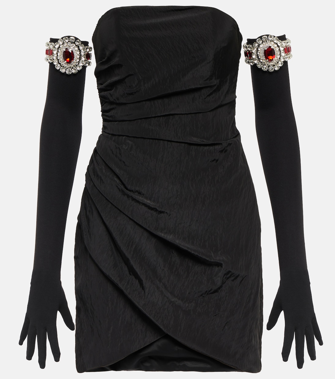 Moiré minidress and embellished gloves | David Koma