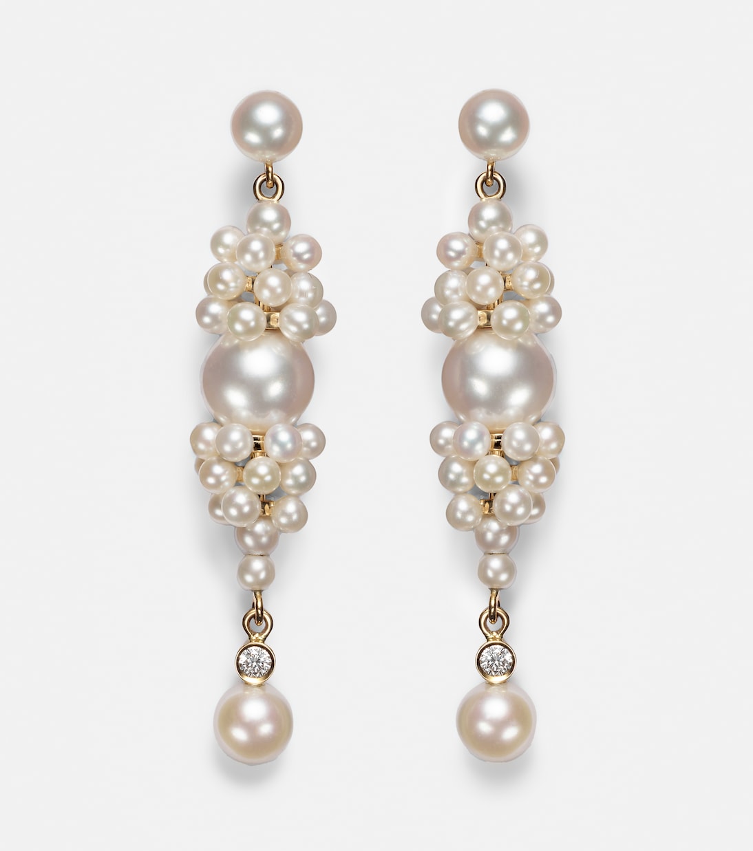 Orecchini in oro 14kt con diamanti e perle - Collezione Sogno di Sophie Bille Brahe