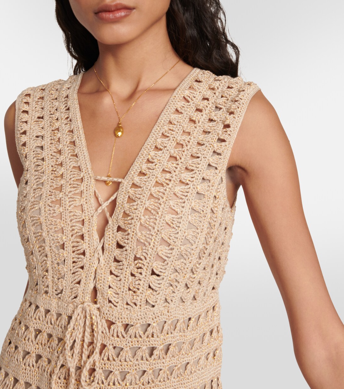 Jennifer crochet cotton minidress in beige Anna Kosturova Mytheresa