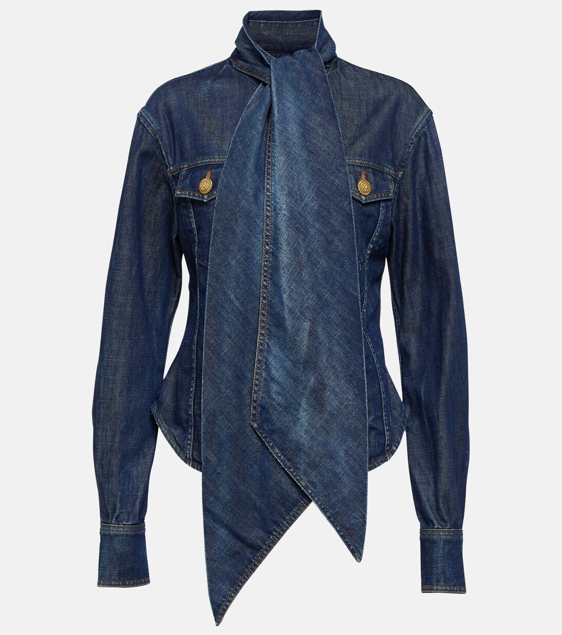Camicia di jeans con lavallière | Balmain