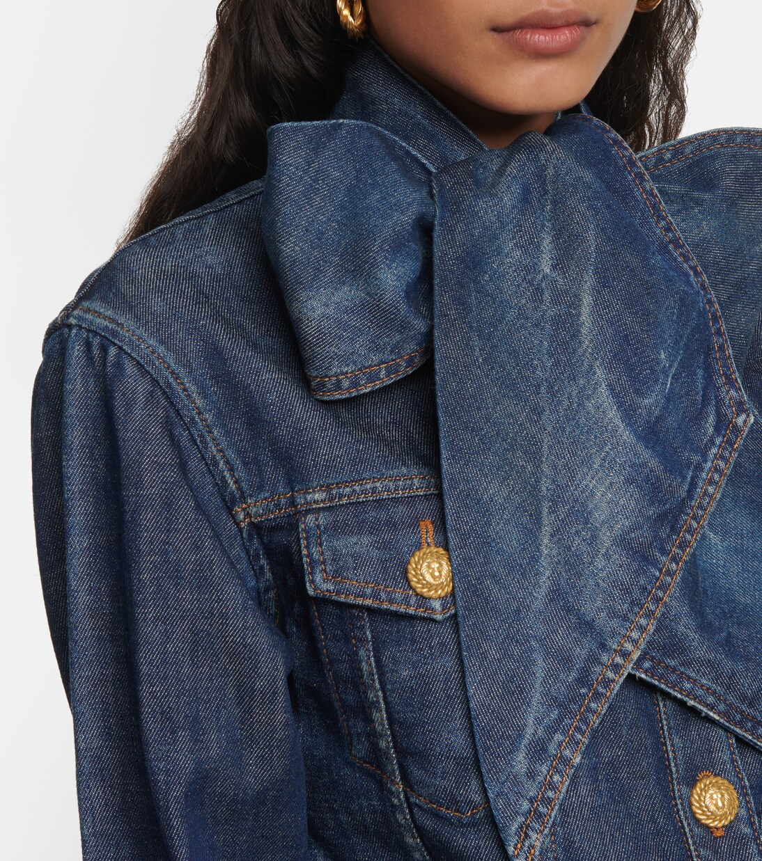 Camicia di jeans con lavallière | Balmain
