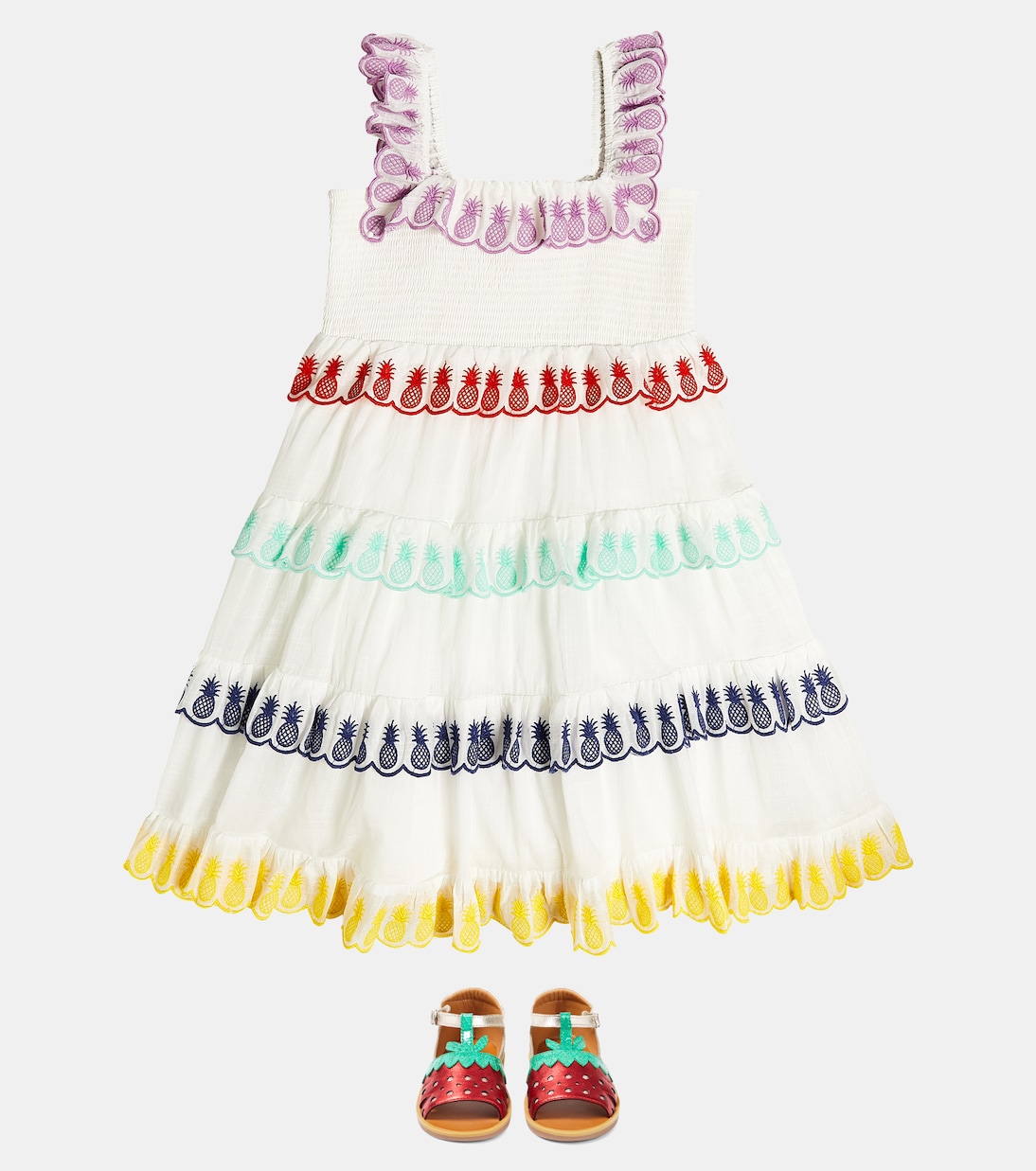 Abito Raie in cotone con volant | Zimmermann Kids