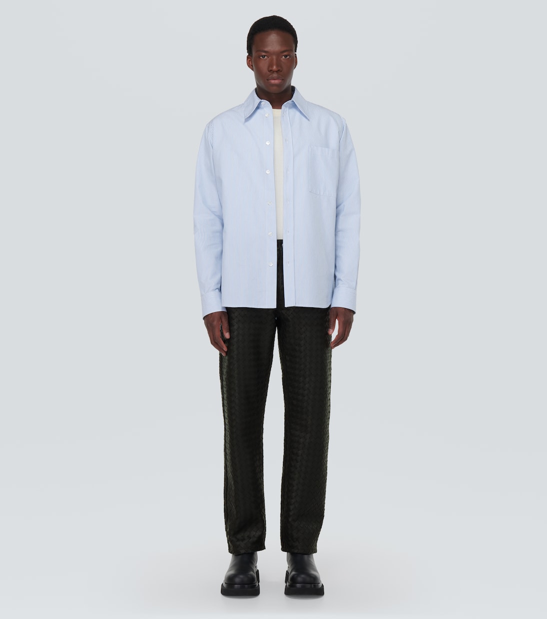 Gerade Hose Intrecciato aus Leder | Bottega Veneta