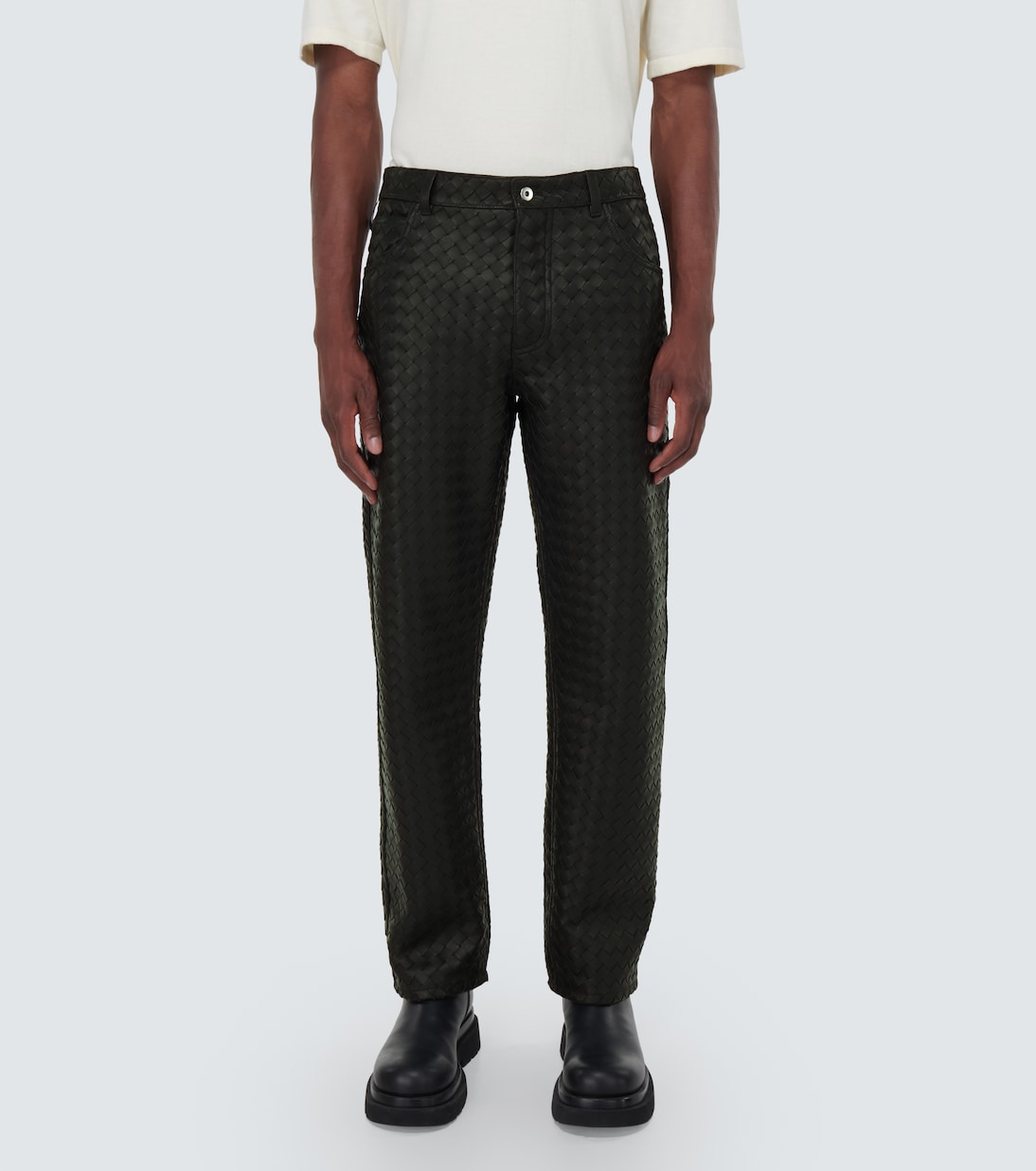 Gerade Hose Intrecciato aus Leder | Bottega Veneta
