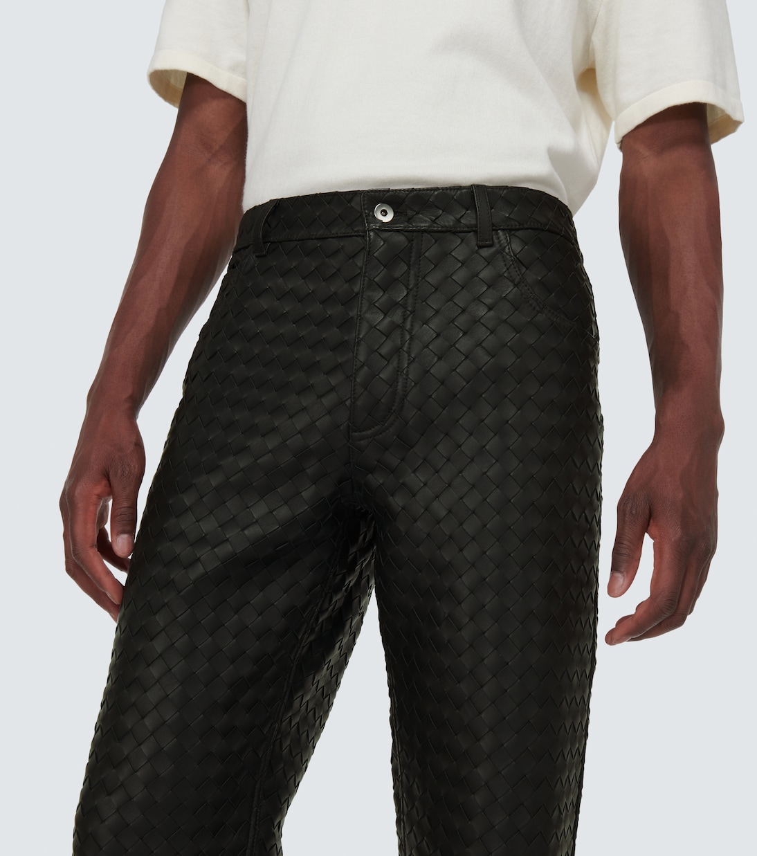 Gerade Hose Intrecciato aus Leder | Bottega Veneta