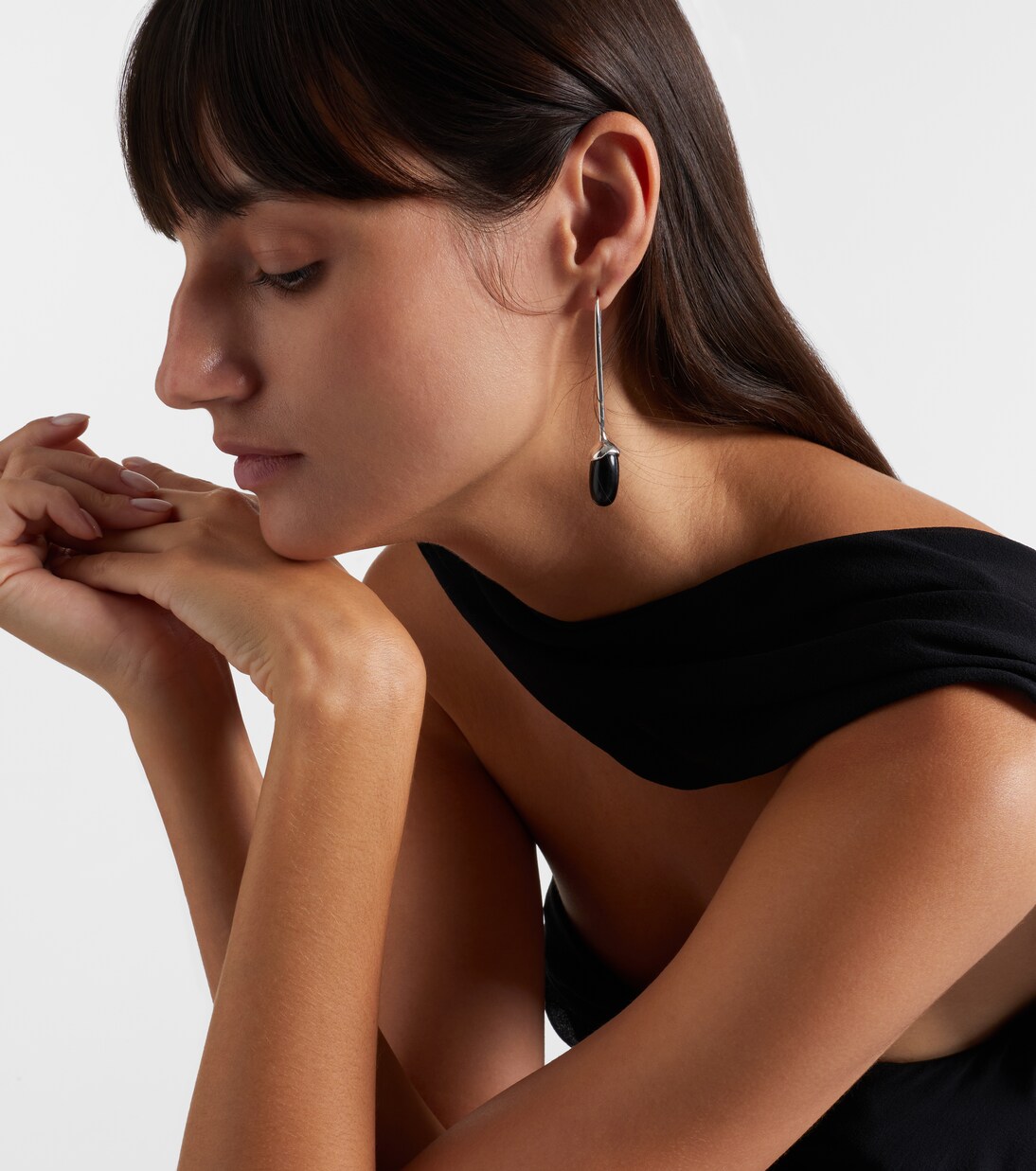 Long Dripping Stone sterling silver drop earrings with onyxes | Sophie Buhai