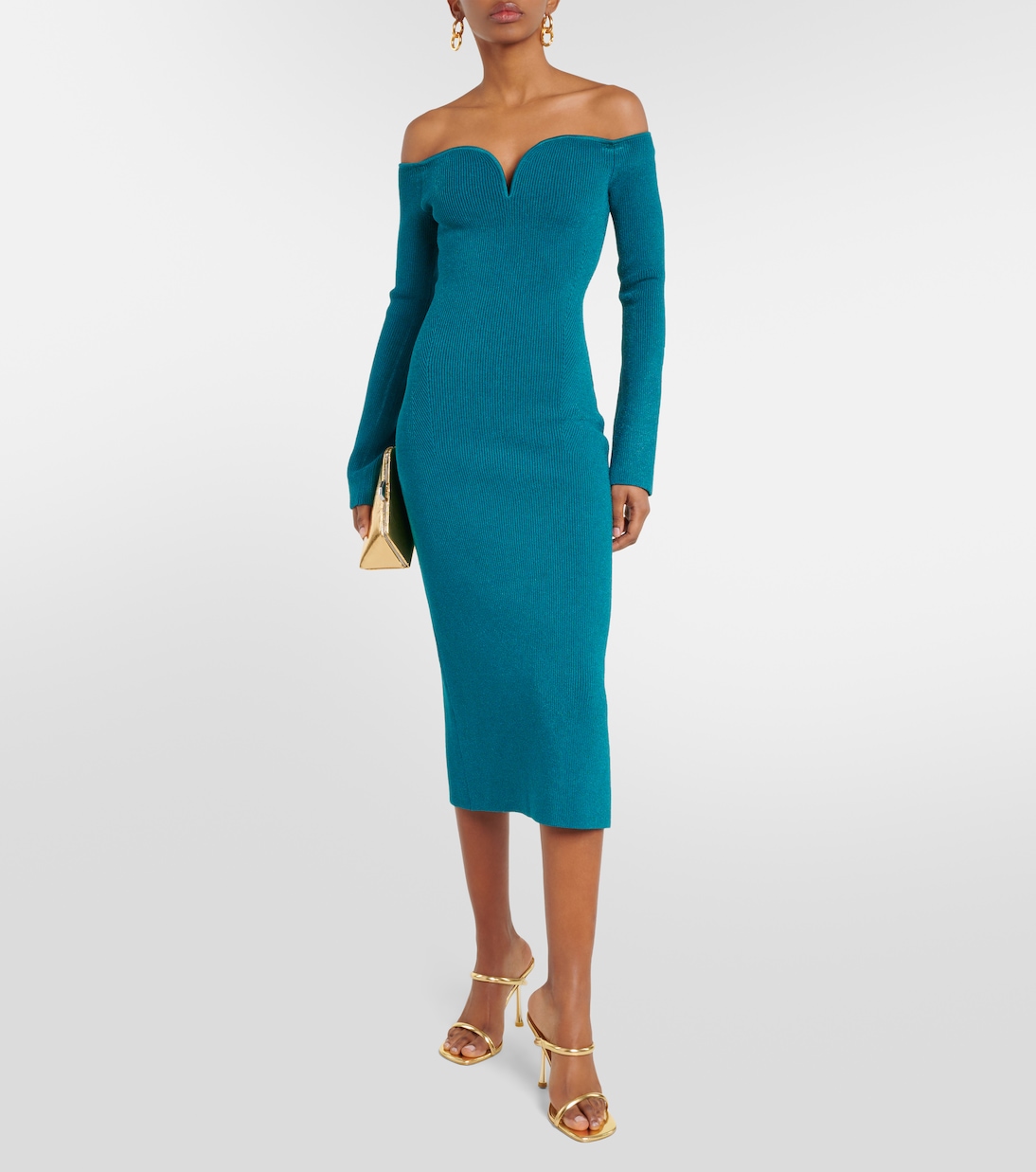 Robe midi Grace à encolure bardot | Galvan