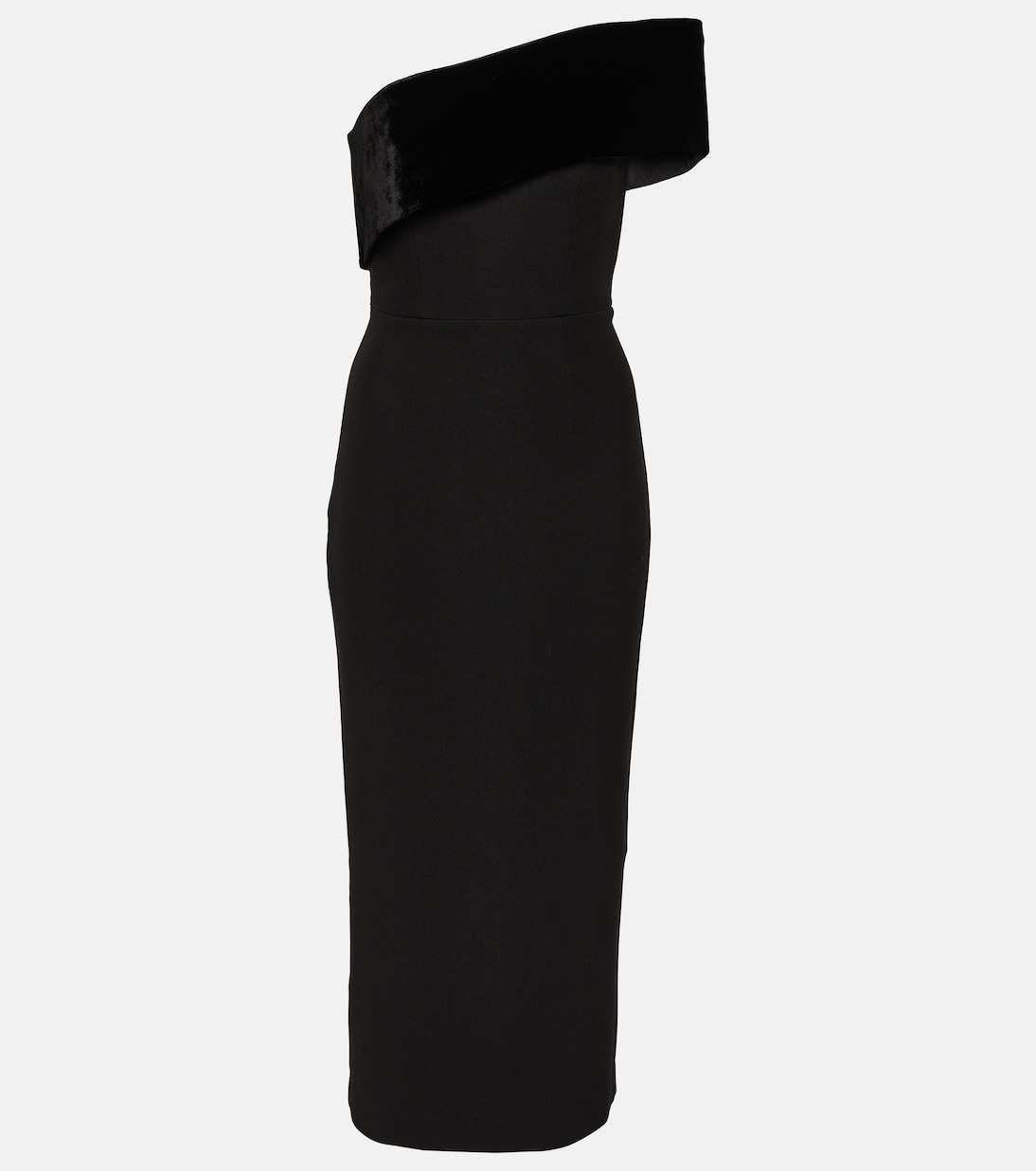 Asymmetric crêpe midi dress | Roland Mouret
