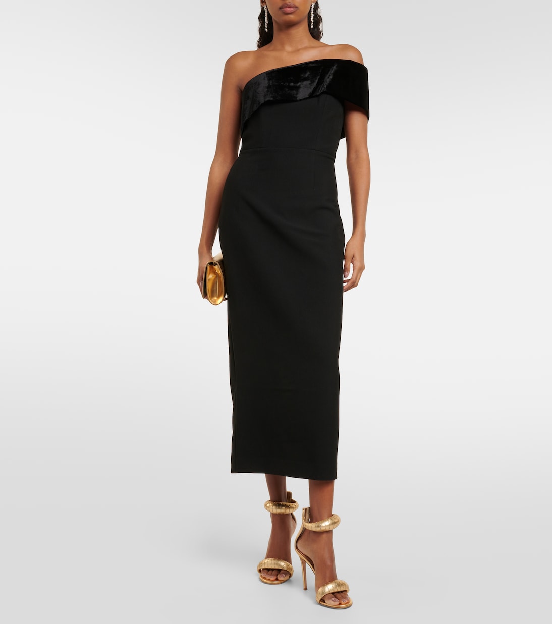 Asymmetric crêpe midi dress | Roland Mouret