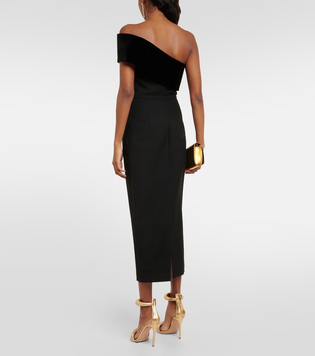 Asymmetric crêpe midi dress | Roland Mouret