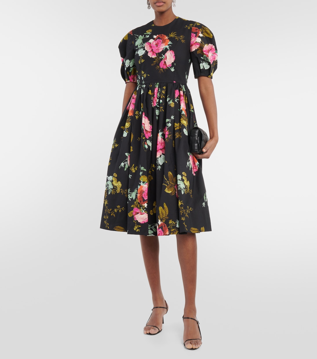 Vestido midi de faya de algodón floral | Erdem