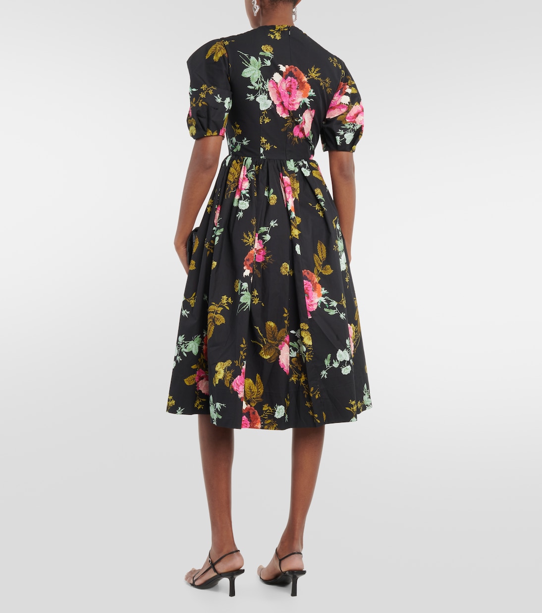 Vestido midi de faya de algodón floral | Erdem