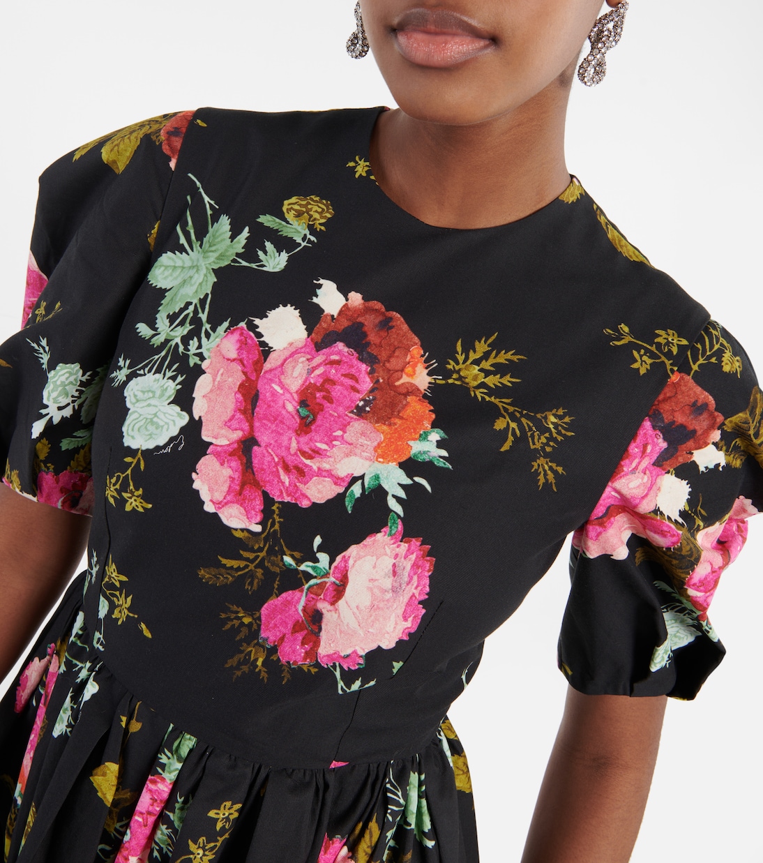 Vestido midi de faya de algodón floral | Erdem