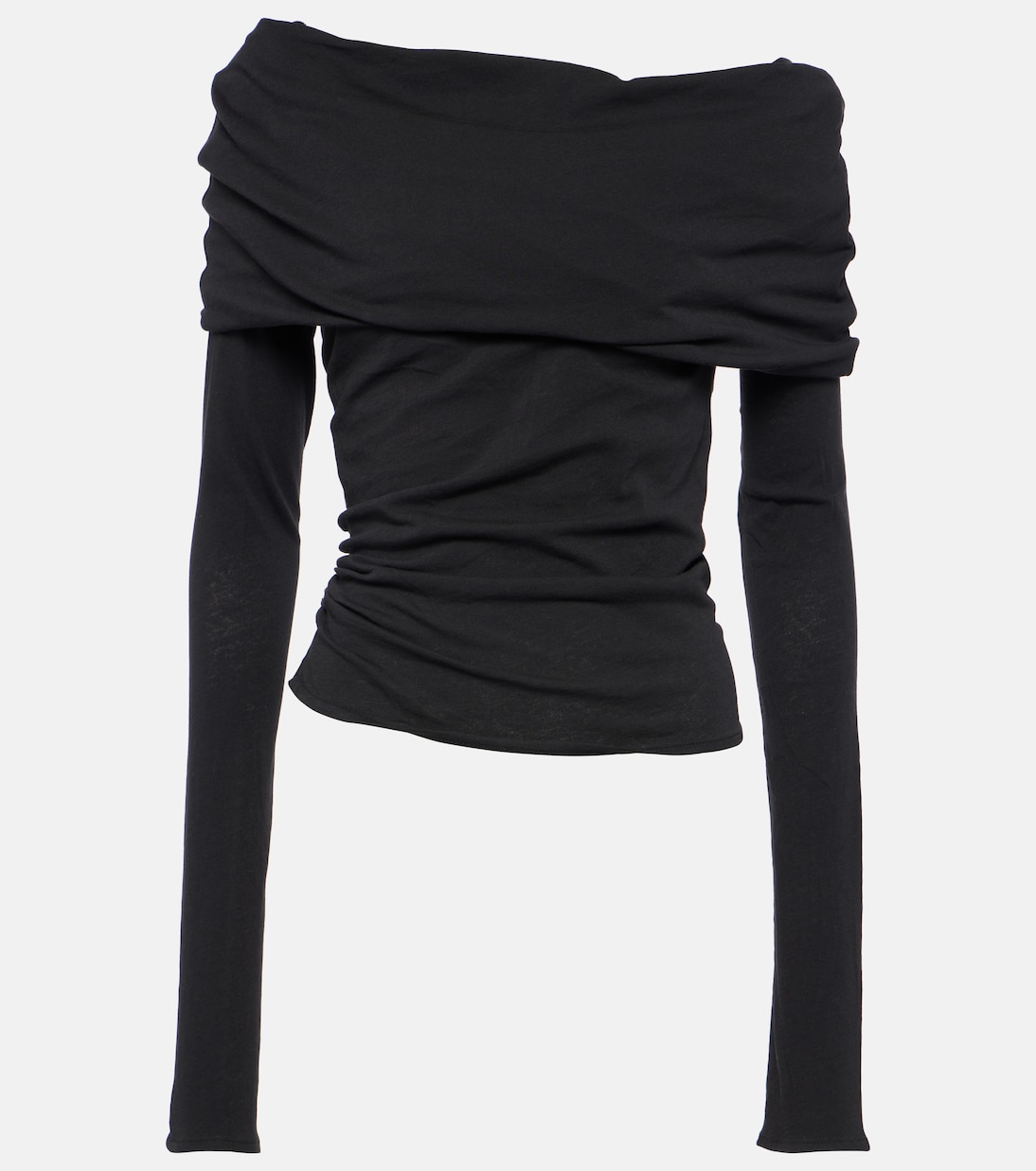 Bound draped off-shoulder jersey top | Entire Studios