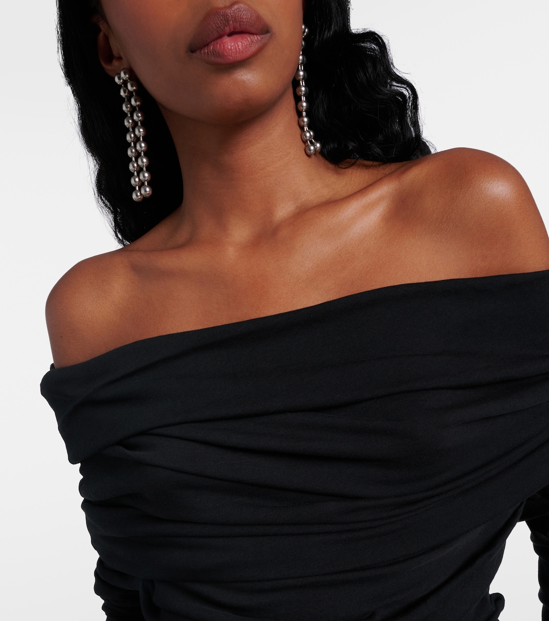 Bound draped off-shoulder jersey top | Entire Studios