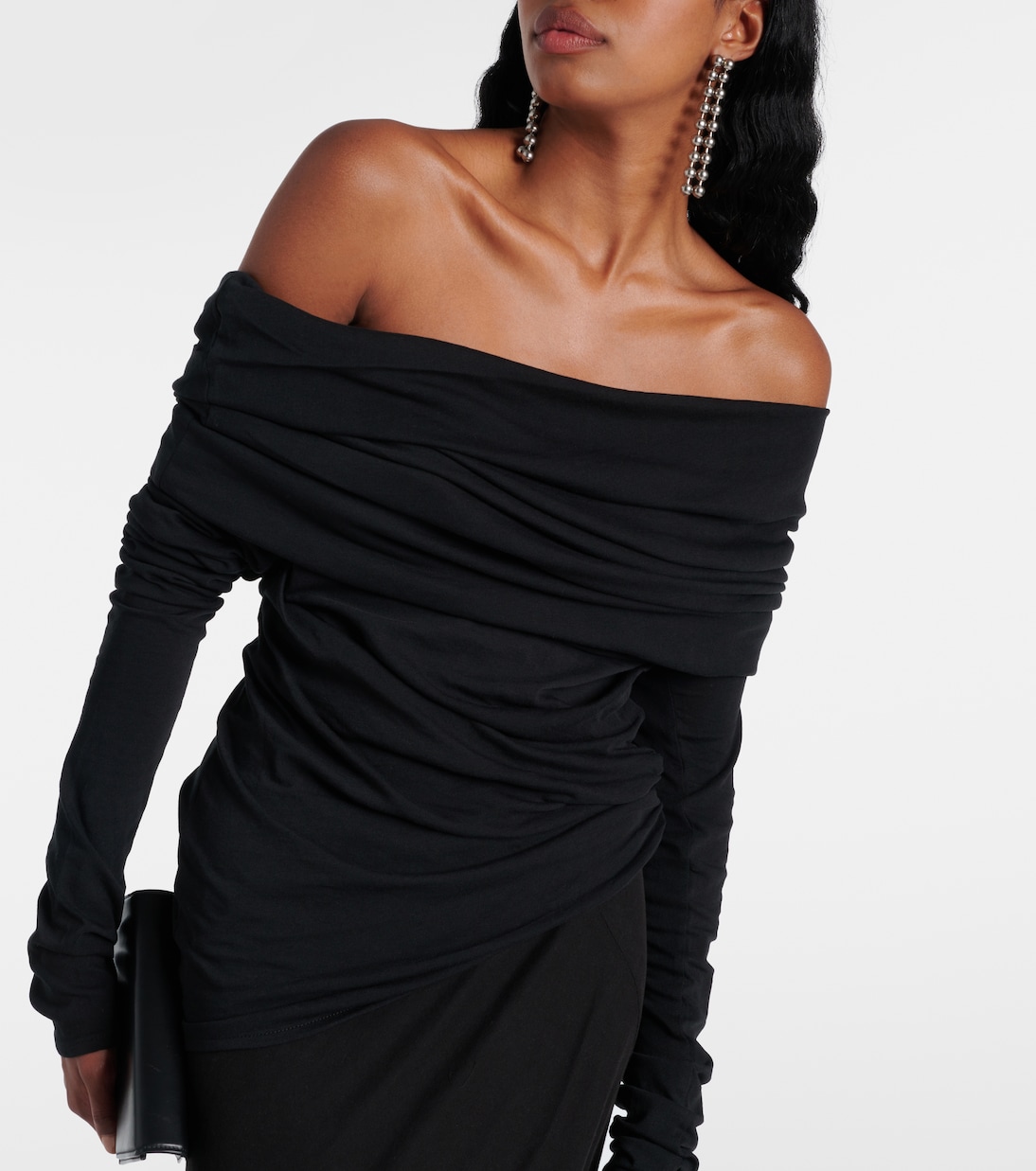 Bound draped off-shoulder jersey top | Entire Studios