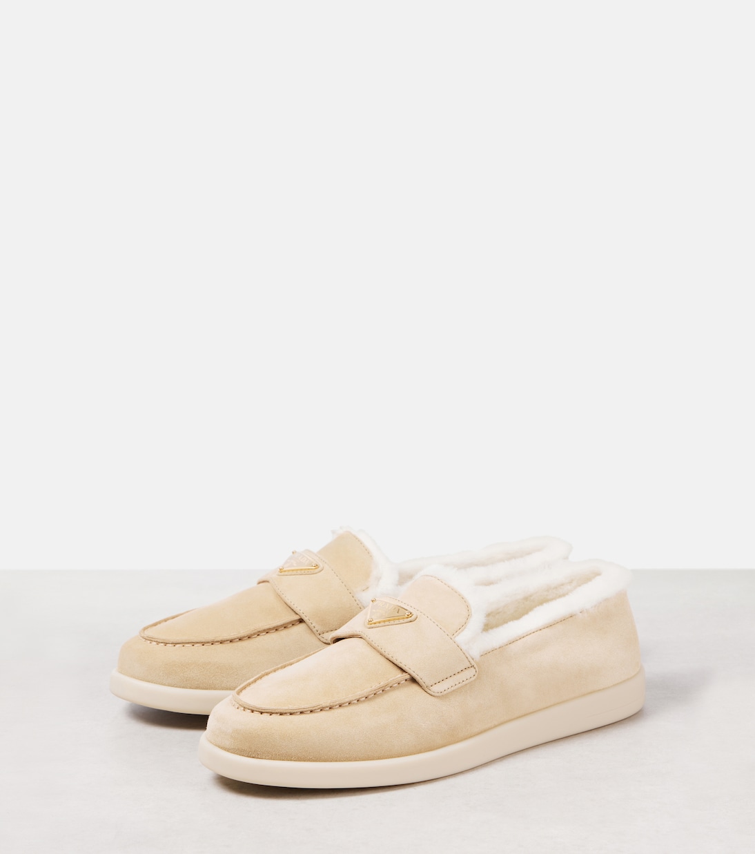 Shearling-lined suede loafers | Prada