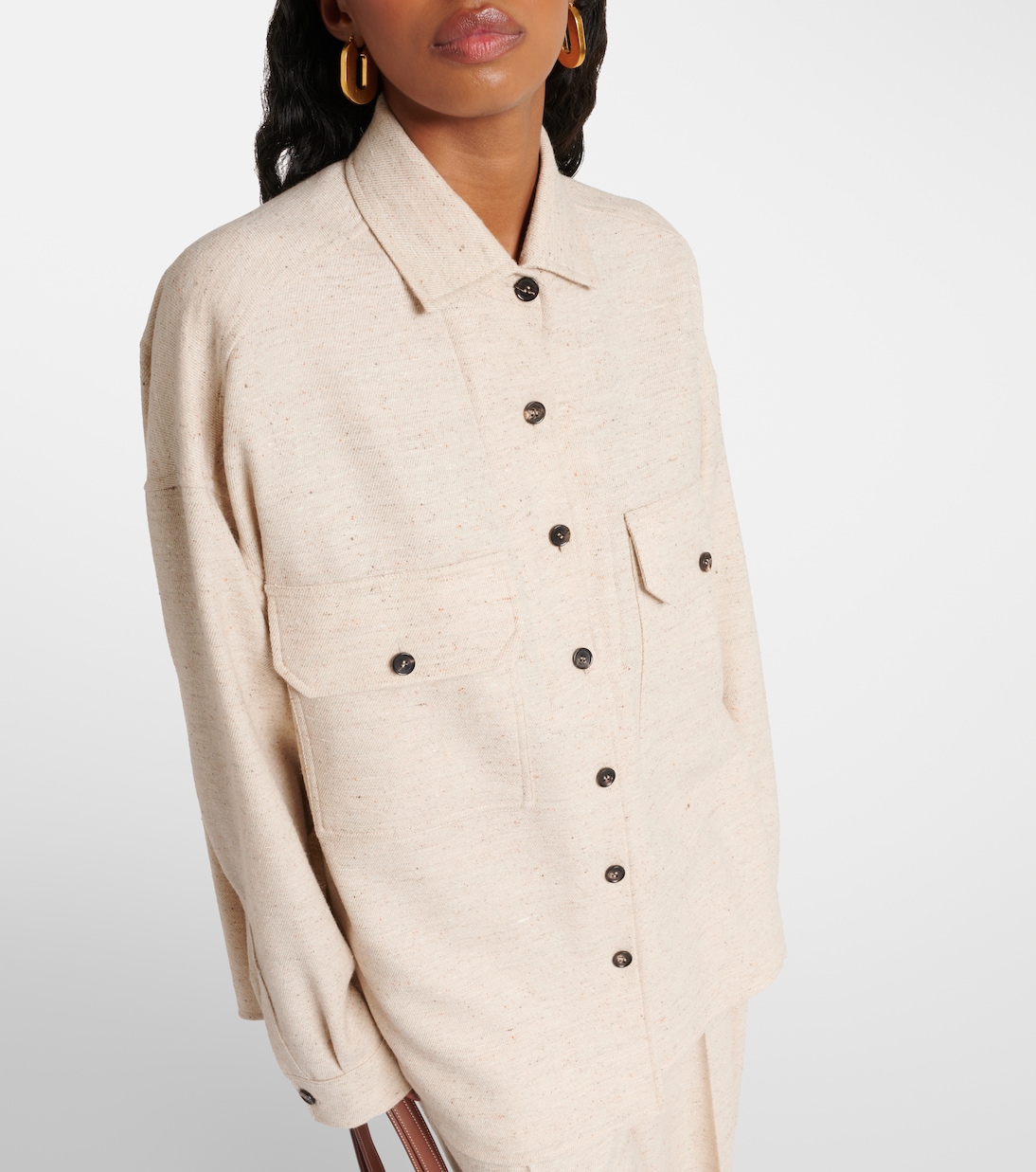 Chaqueta Oversize de Tweed Mezcla Lana Loro Piana para Jóvenes
