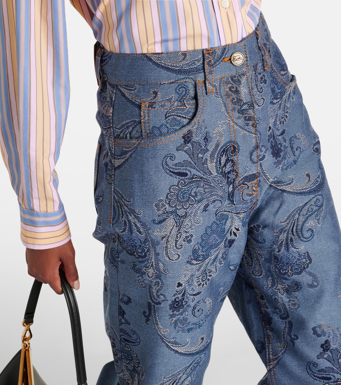 جينز جاكار واسع بتطريز البازيلي | Etro