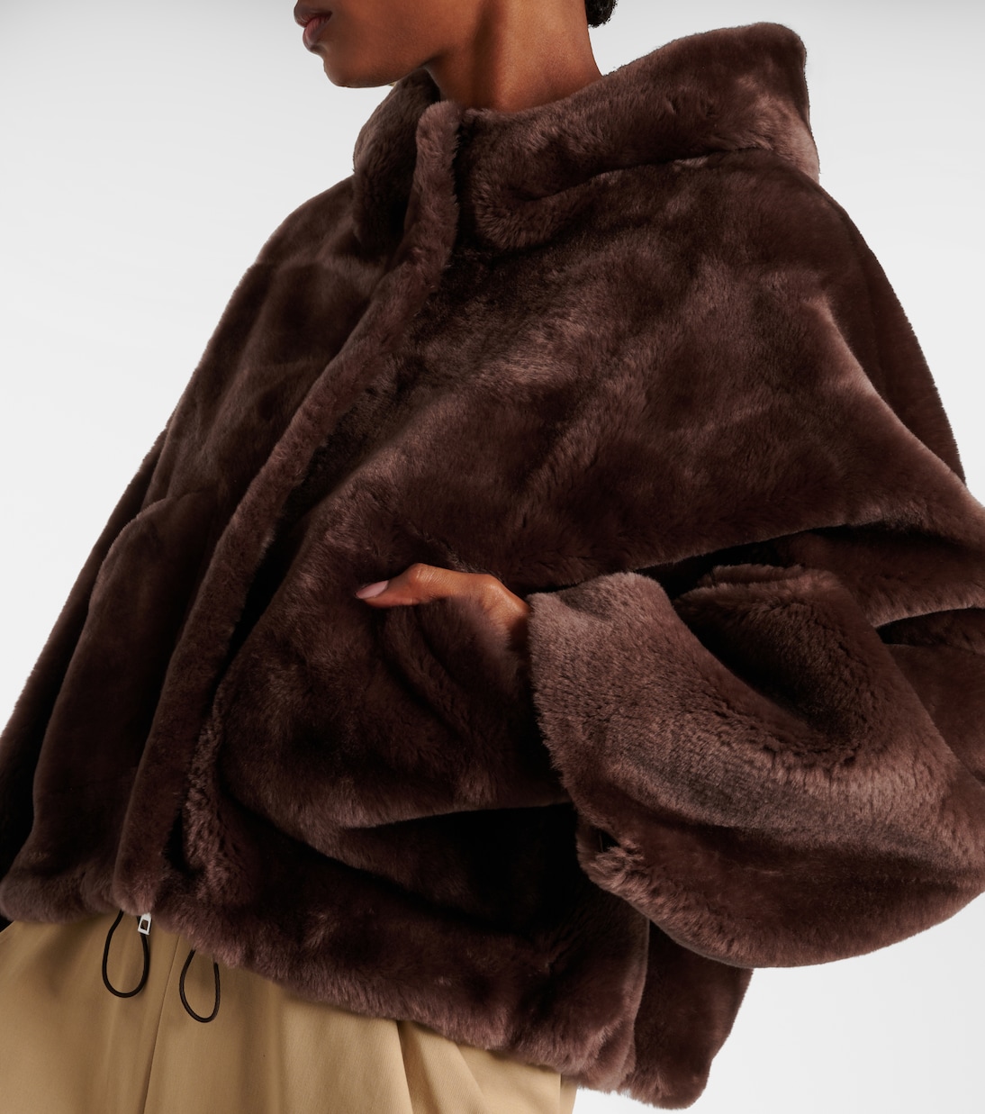 Chaqueta cropped de borrego | Blancha