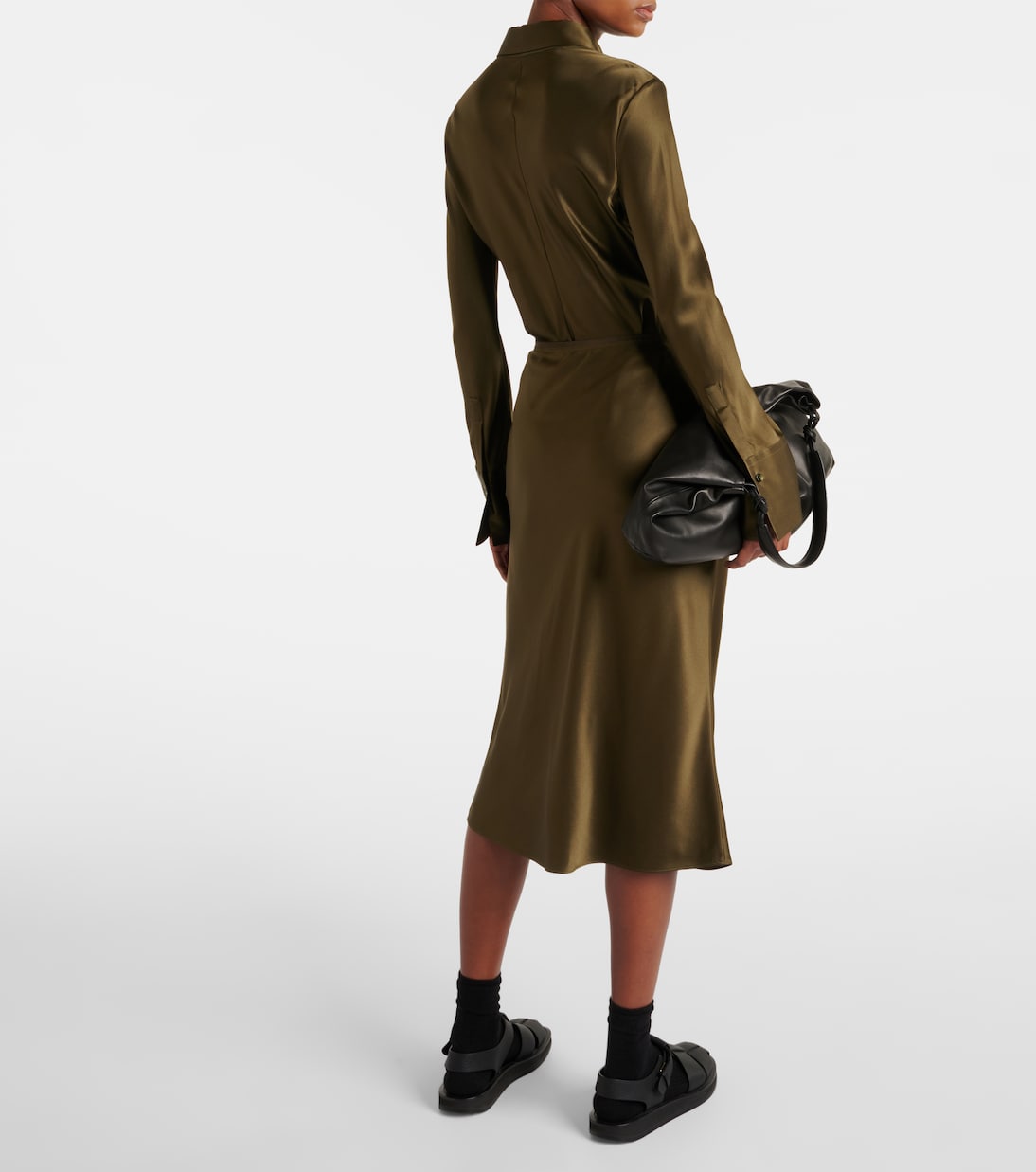 Jupe midi Isaak en satin de soie | Joseph