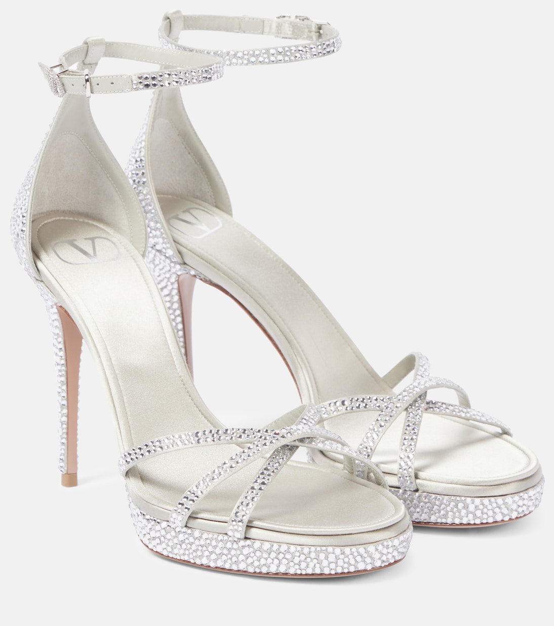 Eveninglam 115 embellished satin sandals | Valentino Garavani