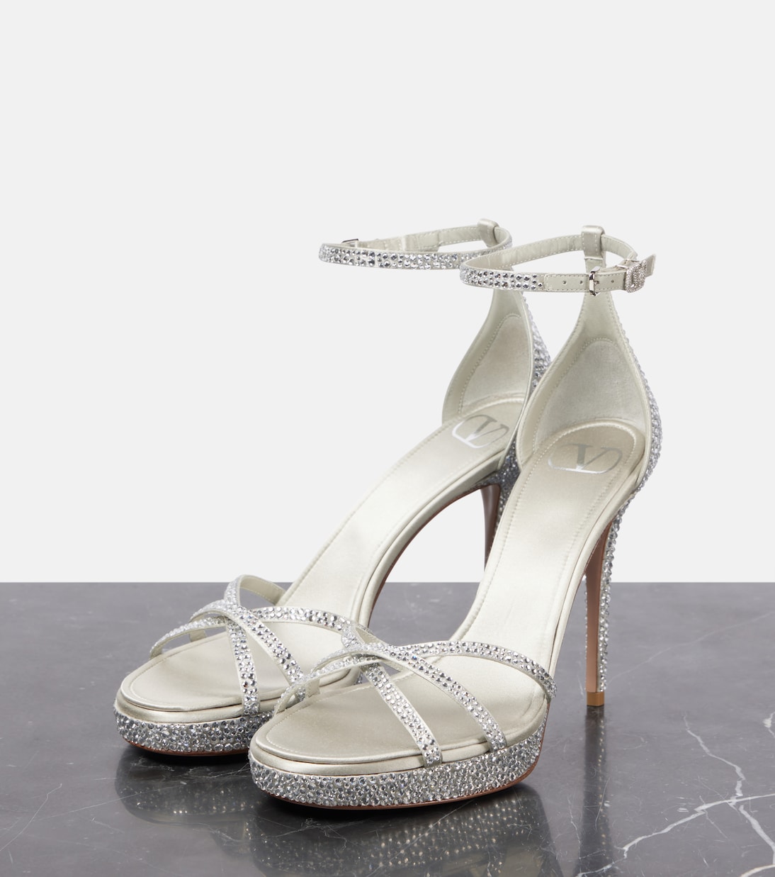 Eveninglam 115 embellished satin sandals | Valentino Garavani