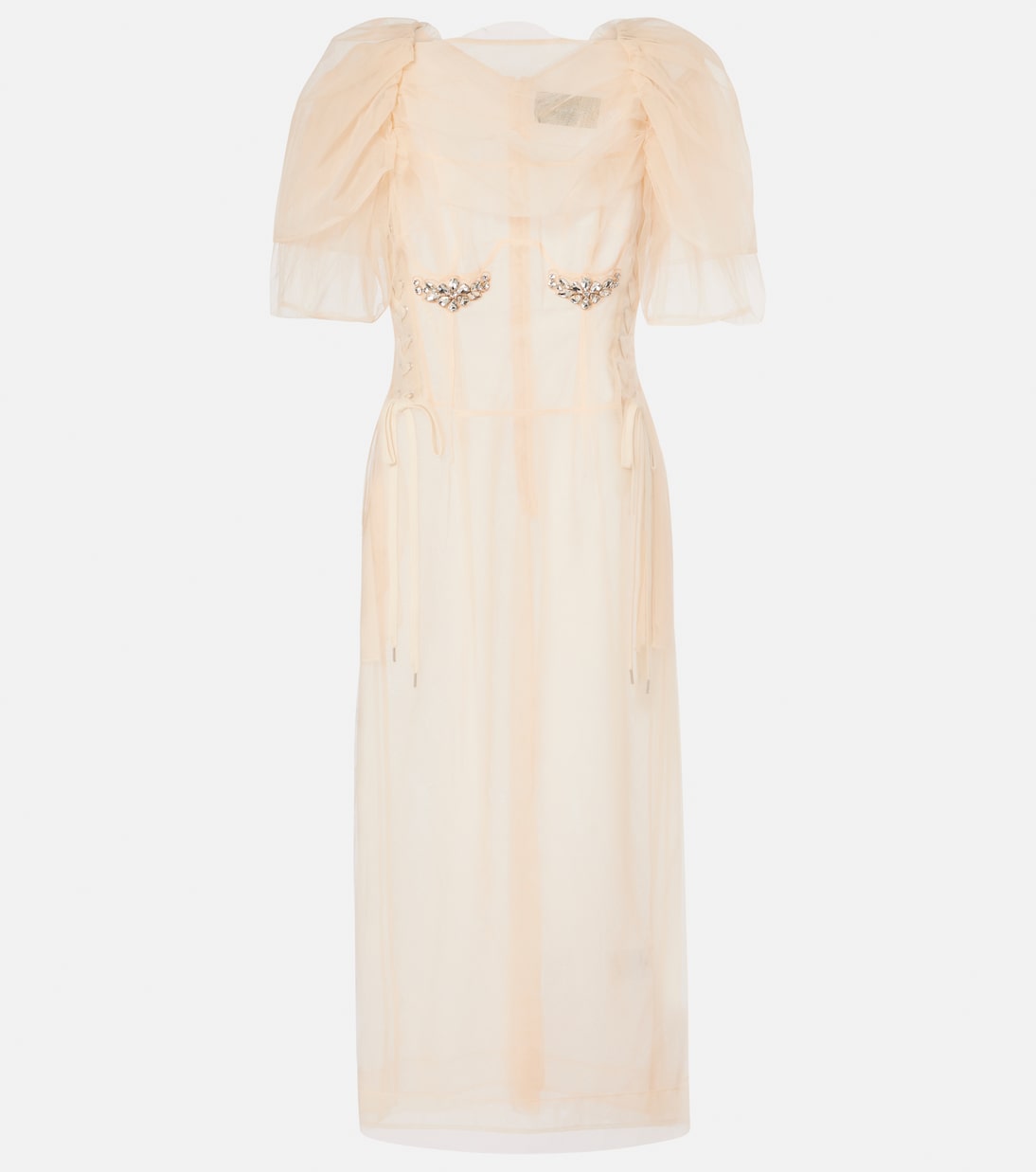 Embellished ruched mesh midi dress | Simone Rocha
