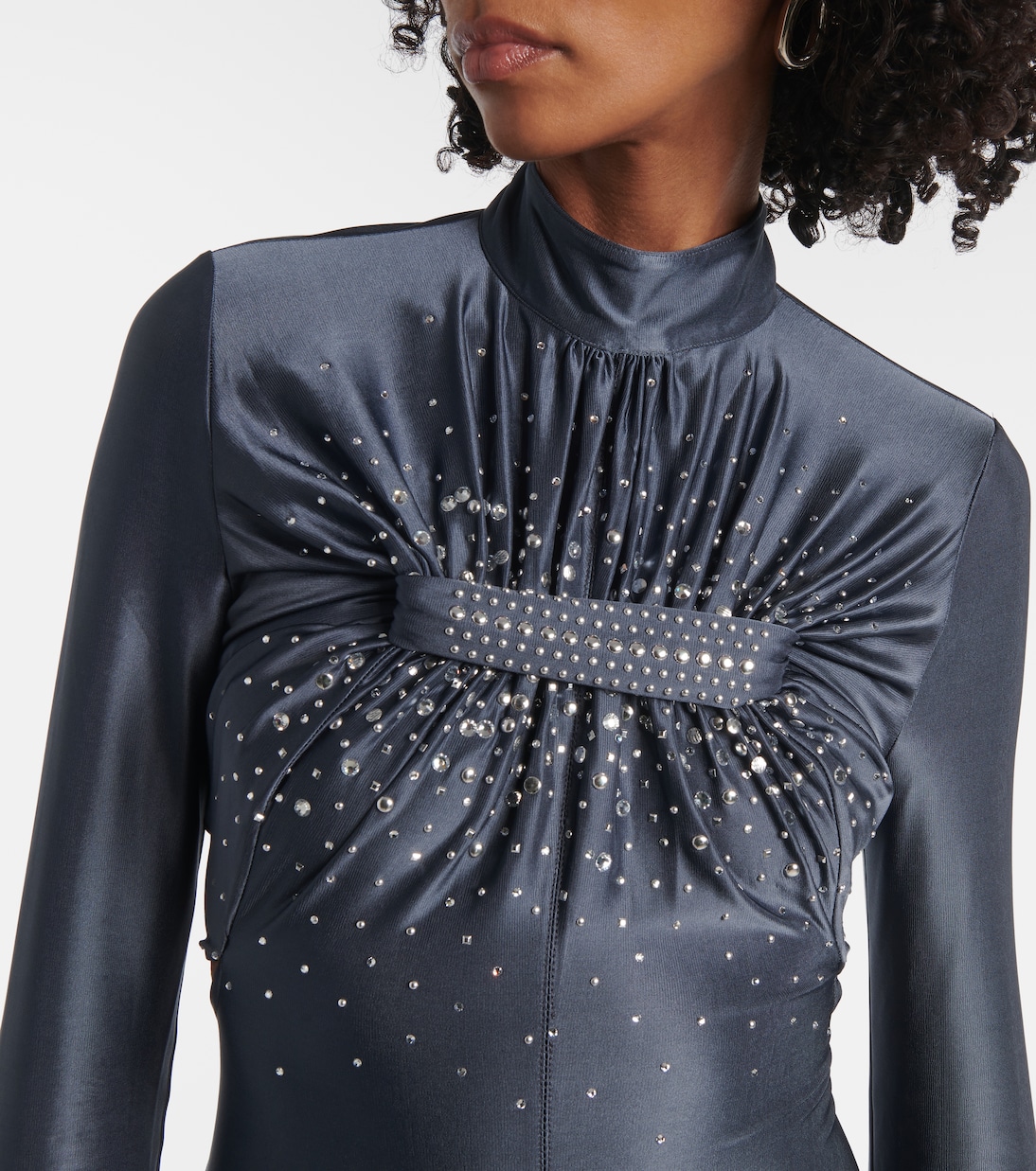 Vestido de fiesta fruncido de jersey adornado | Rabanne