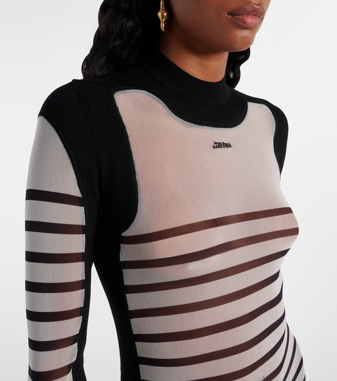 Abito lungo Mariniere in mesh a righe | Jean Paul Gaultier