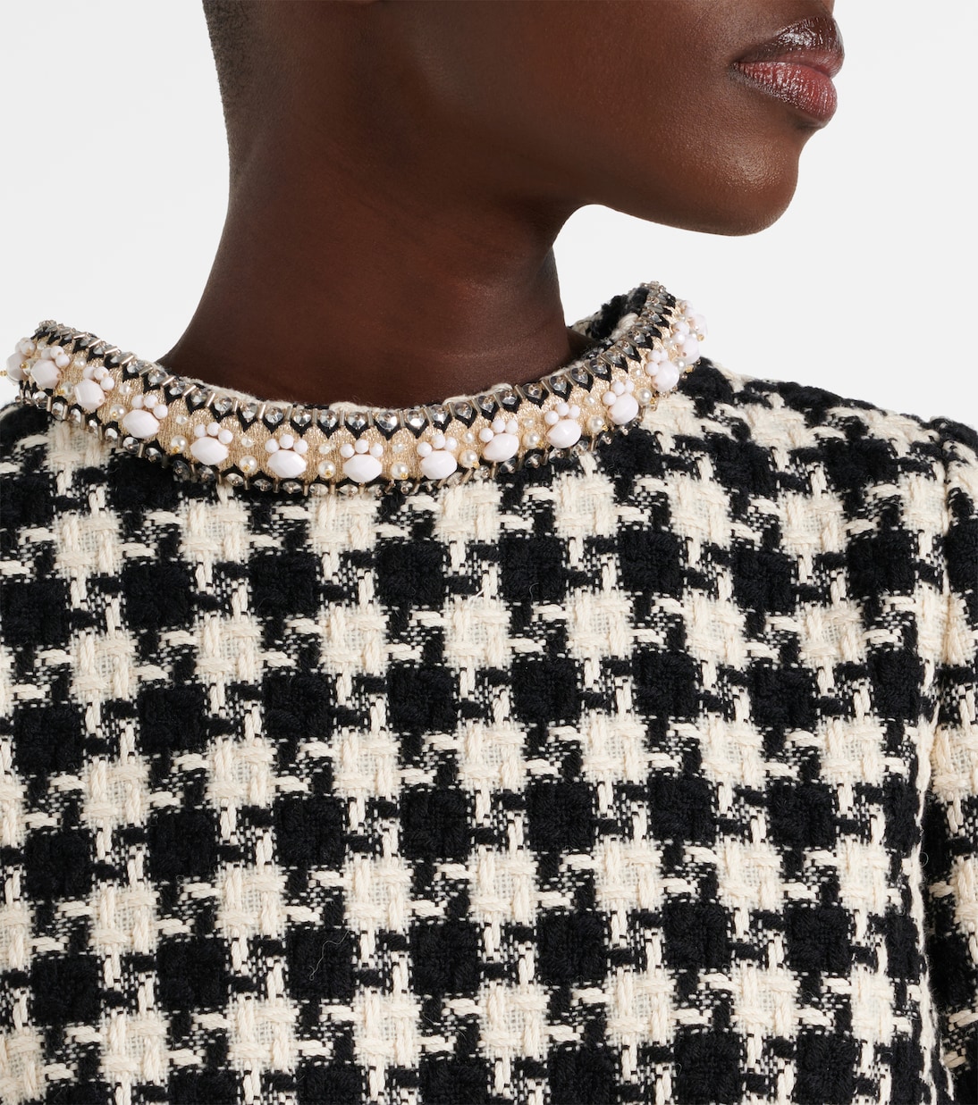 Vestido corto de tweed adornado | Valentino