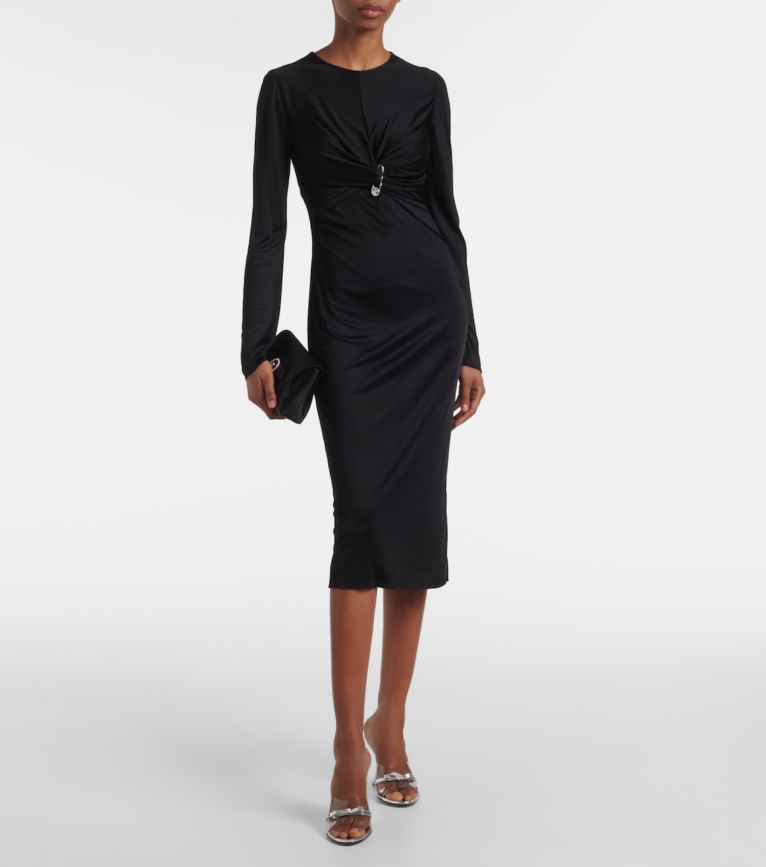 Abito midi Safety Pin in jersey | Versace