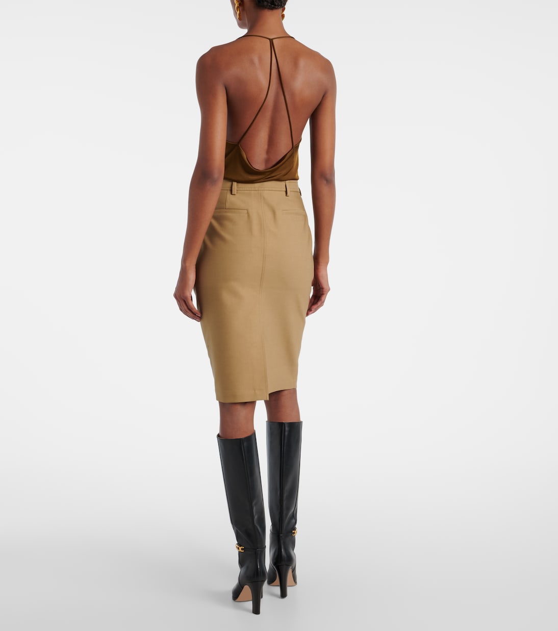 Falda midi de tricotina de mezcla de algodón | Tom Ford