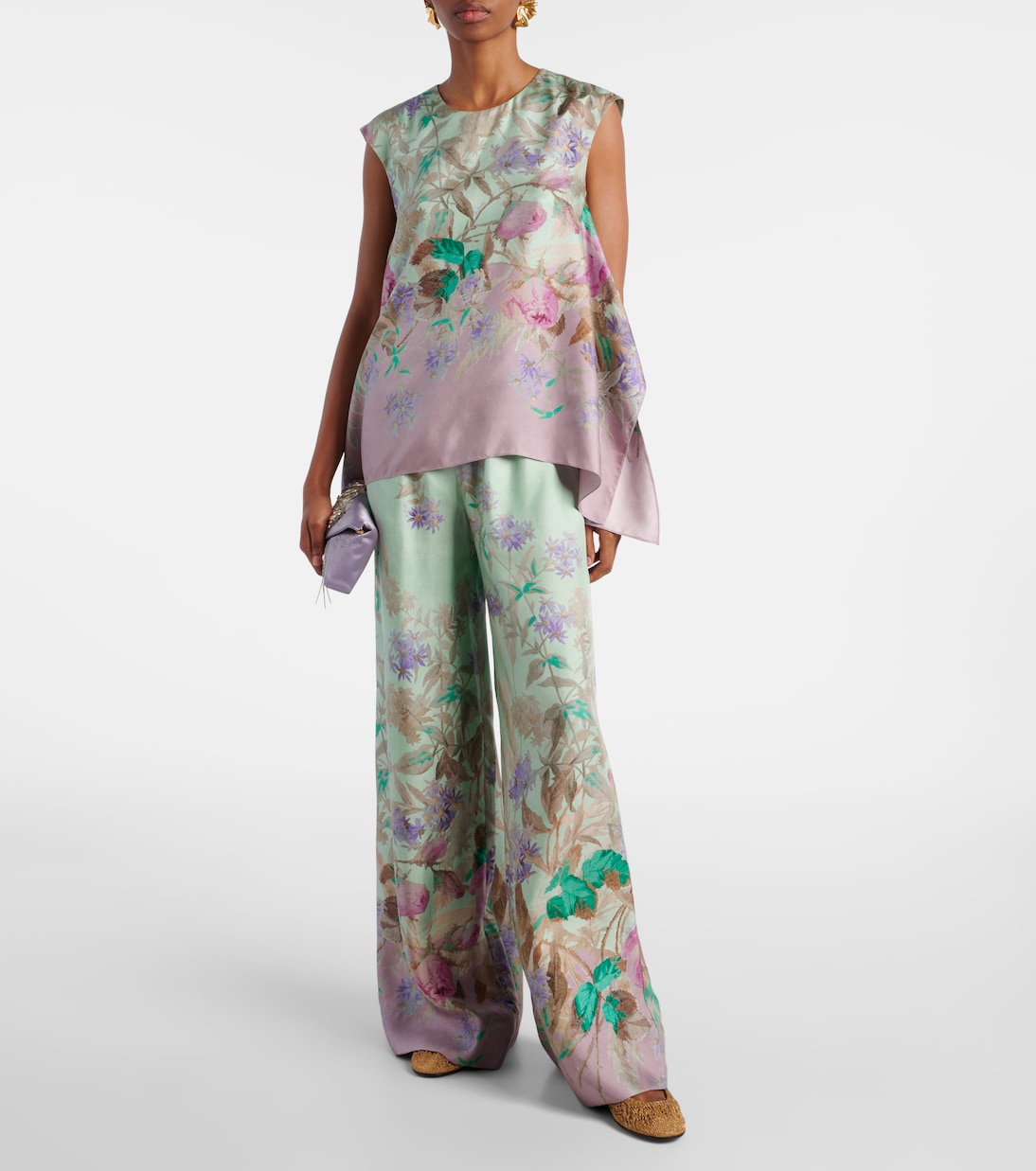 Pantalon ample en soie à fleurs | La DoubleJ