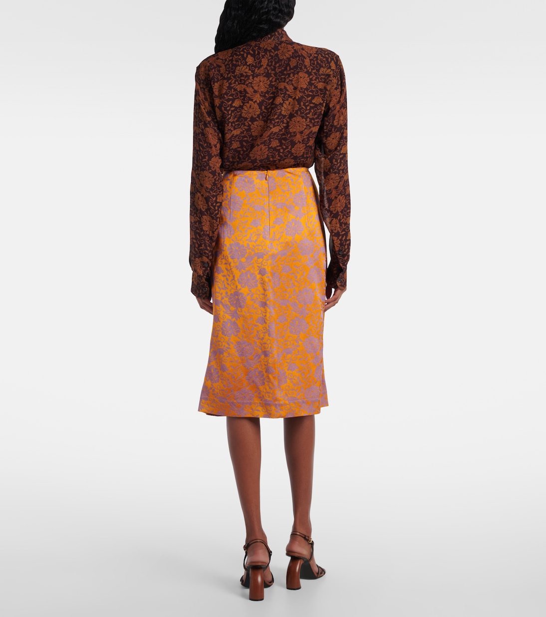 Gonna midi in jacquard di raso | Dries Van Noten