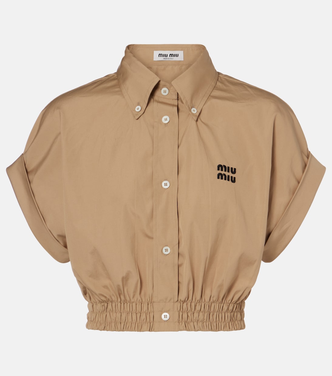 Top raccourci en coton à logo | Miu Miu