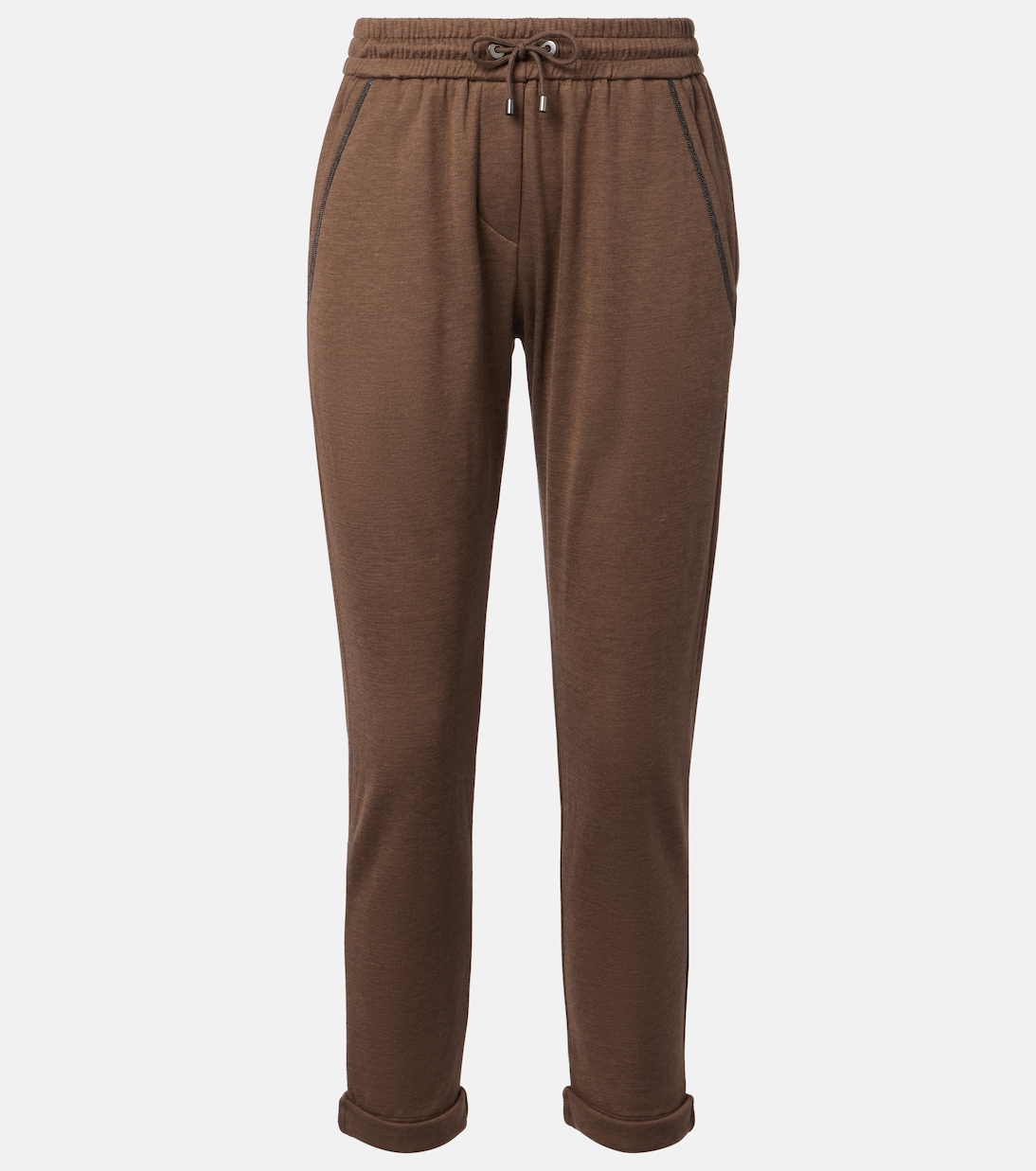 Embellished cotton-blend sweatpants | Brunello Cucinelli