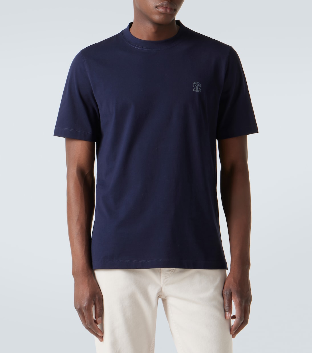 T-shirt in jersey di cotone con logo | Brunello Cucinelli