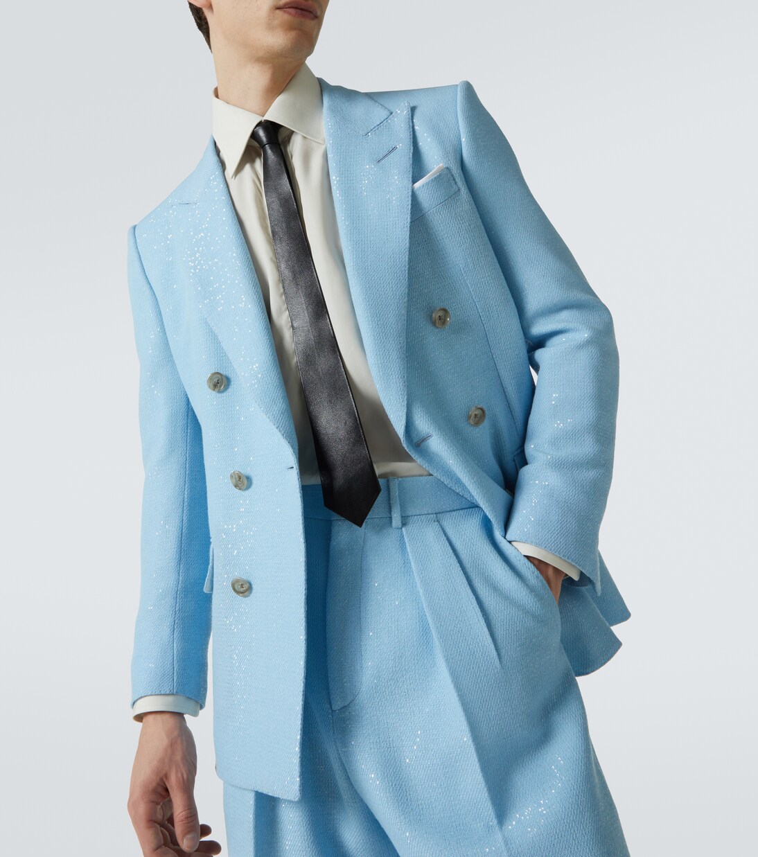 Sequined double-breasted cotton blazer | Tom Ford