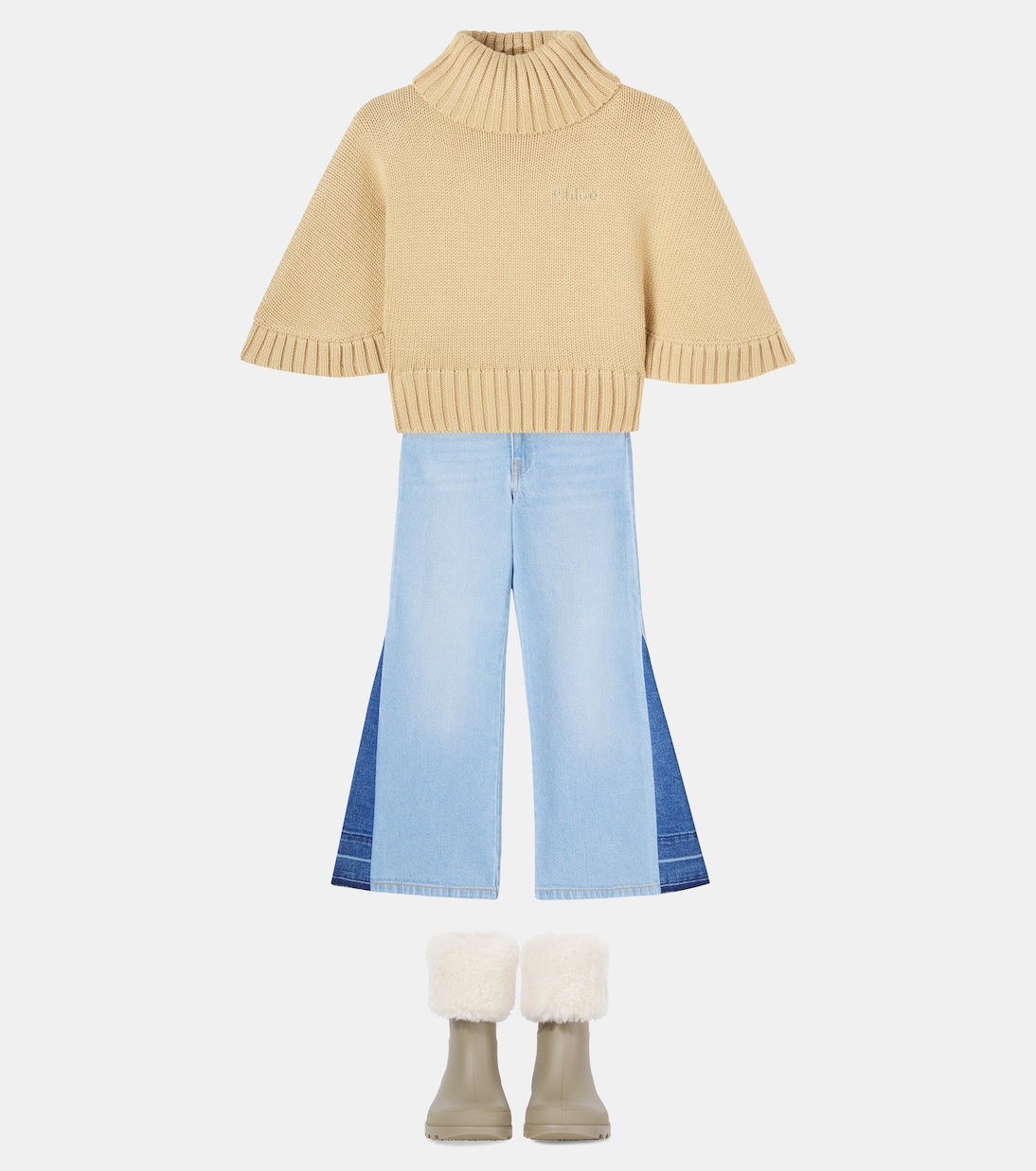 Turtleneck cotton and wool sweater | Chloé Kids