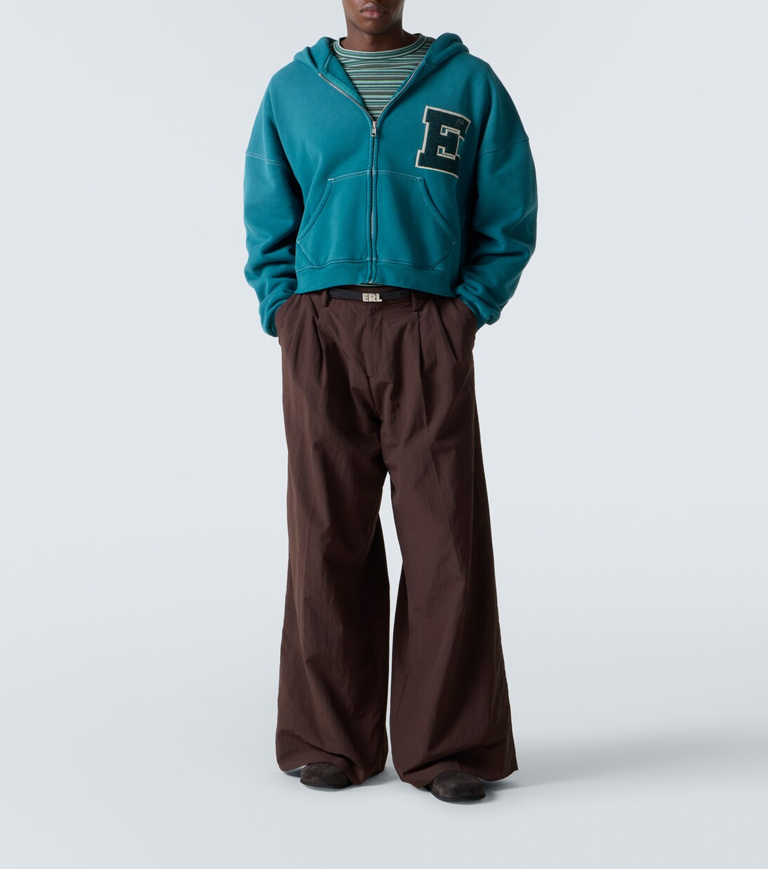 Hooded cotton fleece zip-up sweatshirt  | ERL